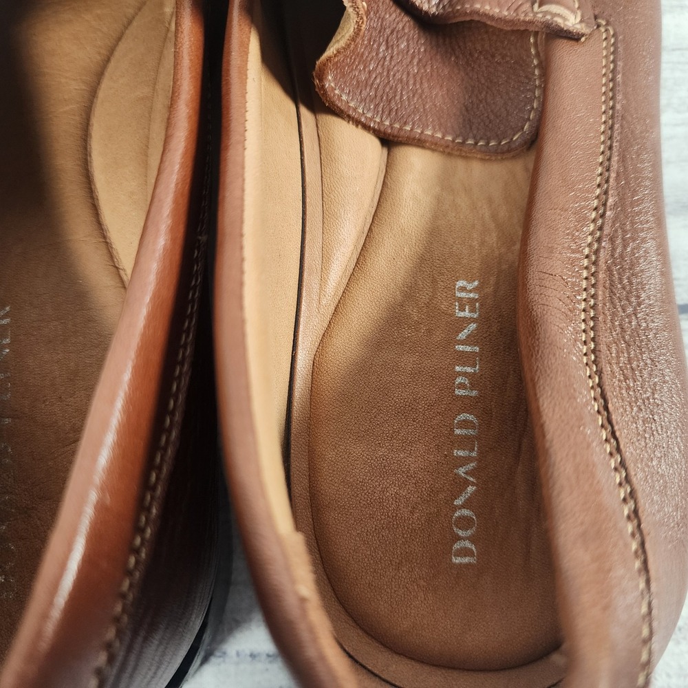 Donald Pliner Miles Men's Size 11.5 M Soft Tumble Leather Loafers Brown Cognac - Picture 7 of 9